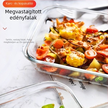 Üveg téglalap alakú sütőedény mikrohullámú sütőhöz, magas hőállóságú, halételekhez
