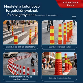 Magas rugalmasságú TPU figyelmeztető oszlopok, erősek és nyomásállóak, ütésállóak és visszapattanóak, kültéri visszaverő oszlopok, magas erősségű filmmel védve