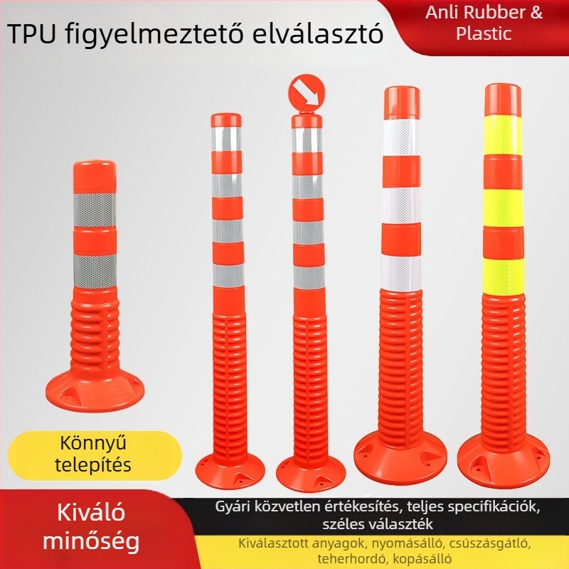 Magas rugalmasságú TPU figyelmeztető oszlopok, erősek és nyomásállóak, ütésállóak és visszapattanóak, kültéri visszaverő oszlopok, magas erősségű filmmel védve