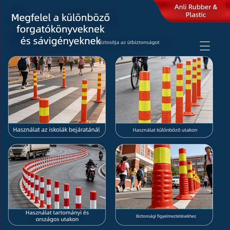 Magas rugalmasságú TPU figyelmeztető oszlopok, erősek és nyomásállóak, ütésállóak és visszapattanóak, kültéri visszaverő oszlopok, magas erősségű filmmel védve
