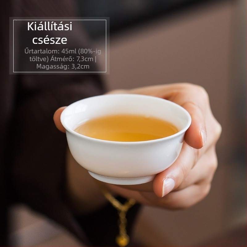 Kézzel készített fehér porcelán Kung-Fu teáscsésze, kis egyedi darab