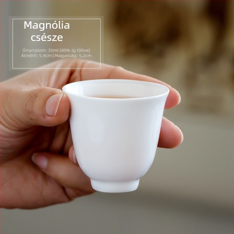 Kézzel készített fehér porcelán Kung-Fu teáscsésze, kis egyedi darab