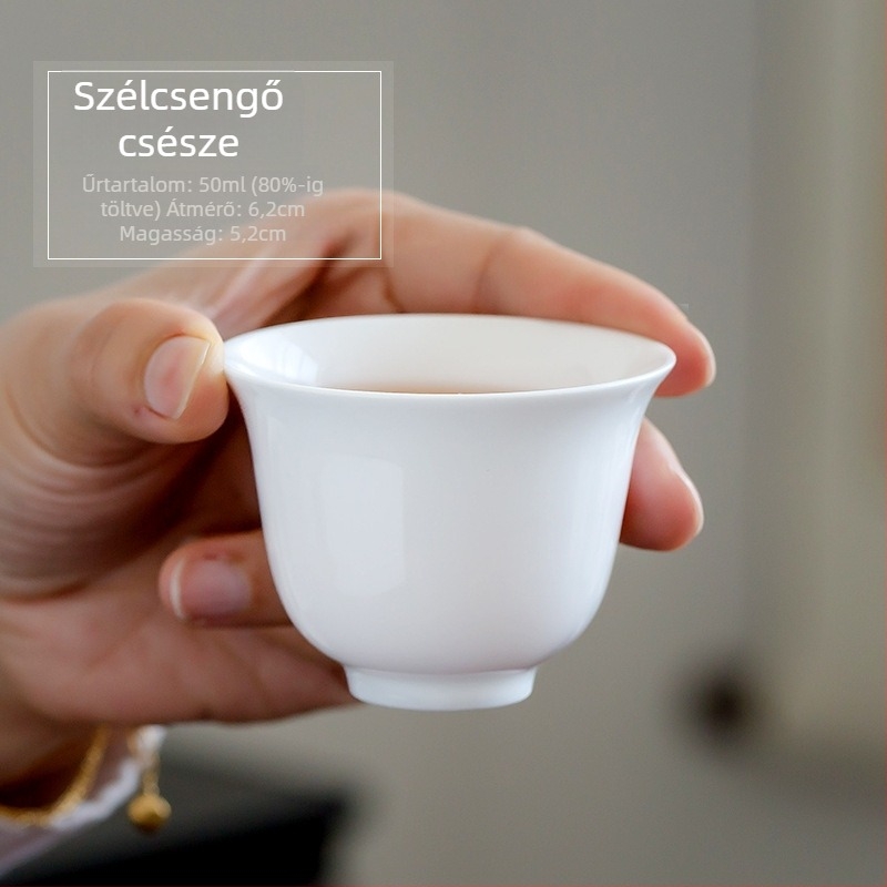 Kézzel készített fehér porcelán Kung-Fu teáscsésze, kis egyedi darab