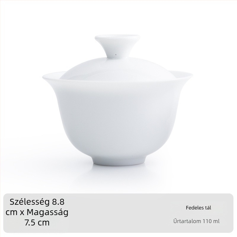 QS-tanúsítványos oolong teás kóstolócsésze fehér porcelán fedéllel, levelek értékelésére és oktatásra; logóval ellátható