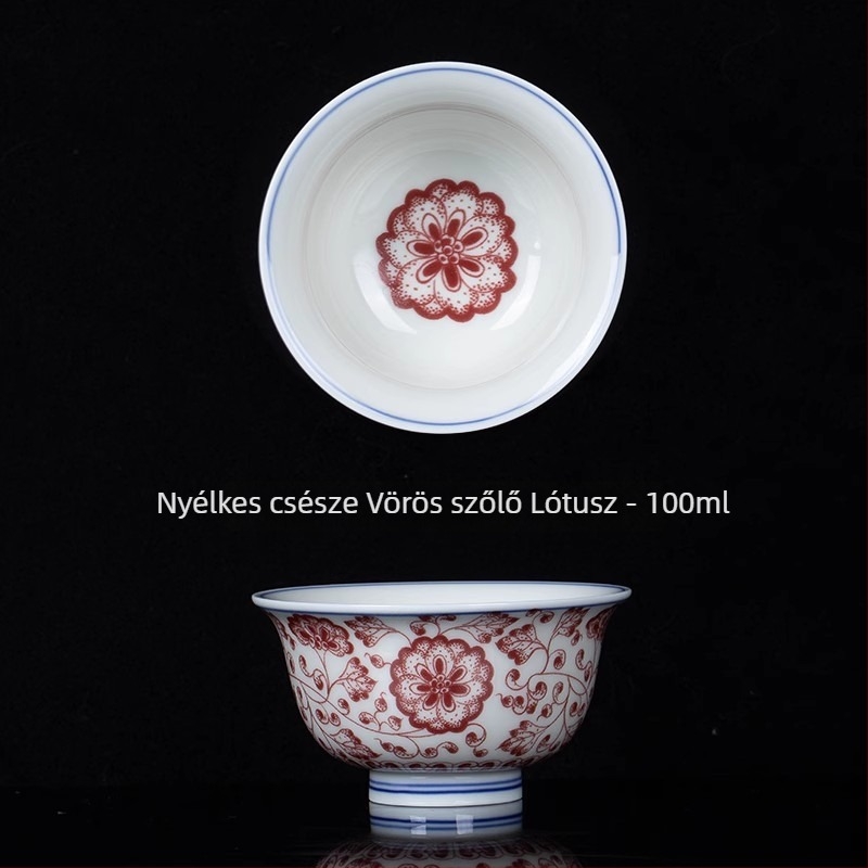 Jingdezhen Yongle kék-fehér porcelán teáscsésze lótusz motívummal, egyedi teáscsésze kung fu teázáshoz