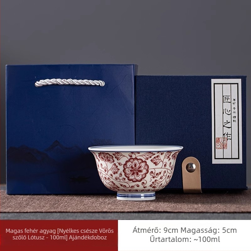 Jingdezhen Yongle kék-fehér porcelán teáscsésze lótusz motívummal, egyedi teáscsésze kung fu teázáshoz