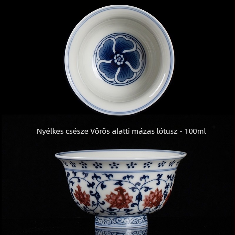 Jingdezhen Yongle kék-fehér porcelán teáscsésze lótusz motívummal, egyedi teáscsésze kung fu teázáshoz