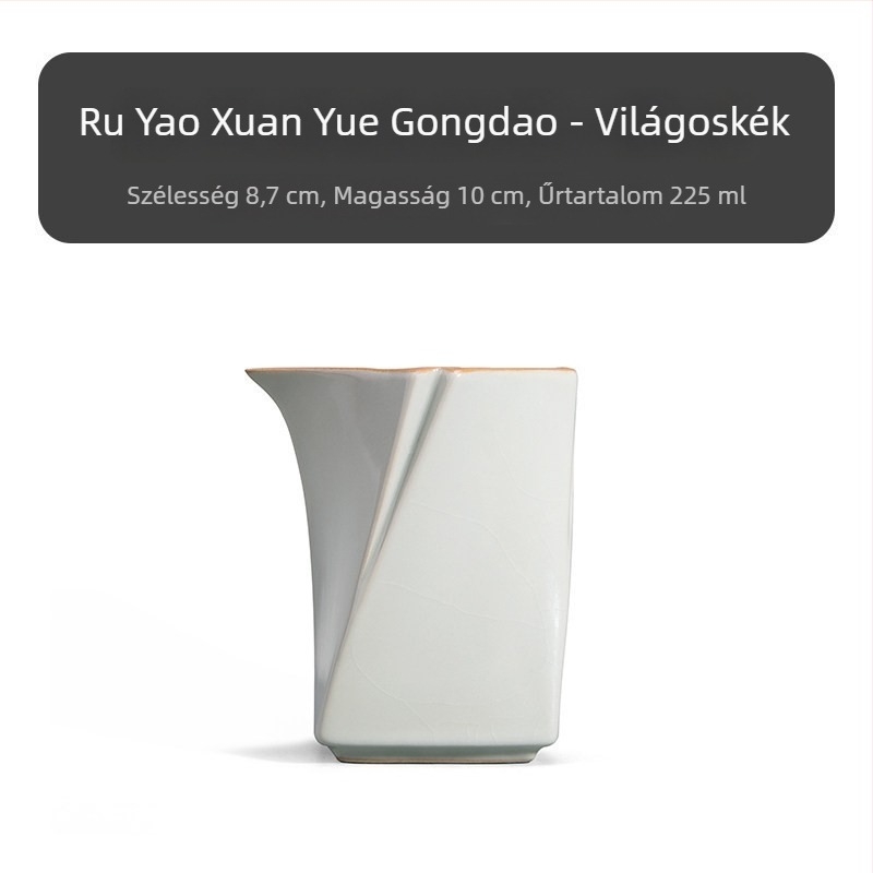 Ru Kiln teáskészlet kúpos tetővel és Kung-Fu teáscsészékkel, kínai stílusú, egyszerű modern kis készlet, új kínai stílus