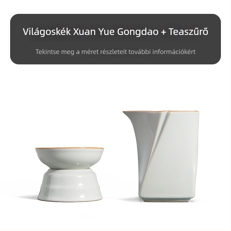 Ru Kiln teáskészlet kúpos tetővel és Kung-Fu teáscsészékkel, kínai stílusú, egyszerű modern kis készlet, új kínai stílus