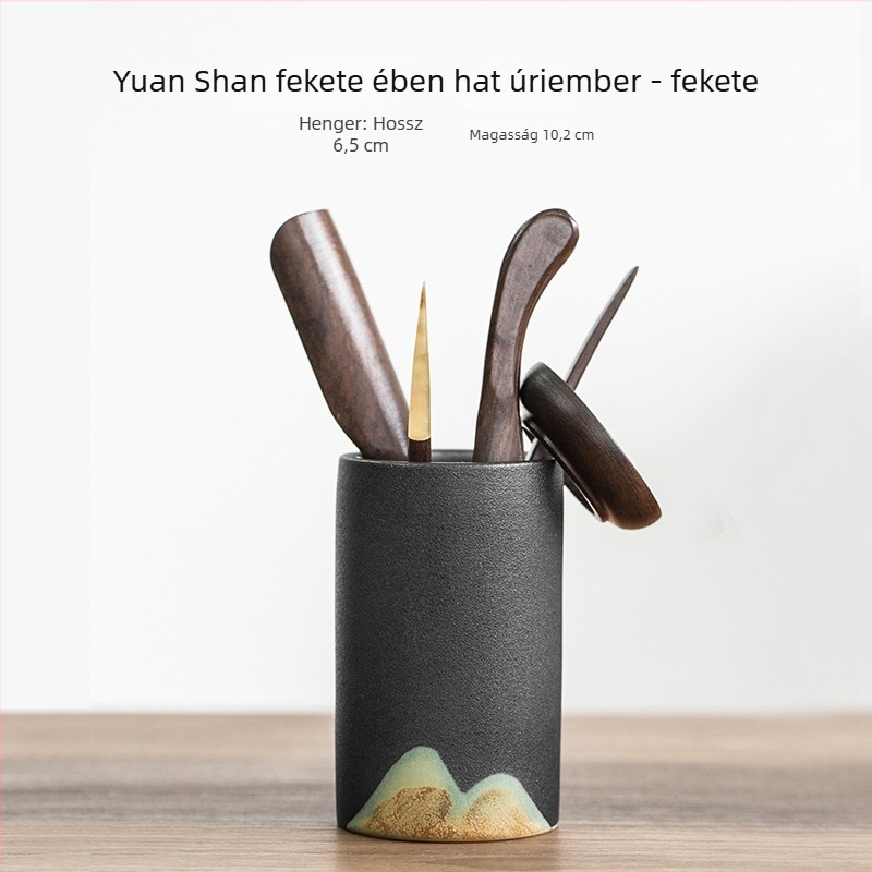 Hat úriemberes tea ceremoniás készlet Kung-Fu teás kiegészítőkkel: teacsipesz, teáskanál, Pu'er kés