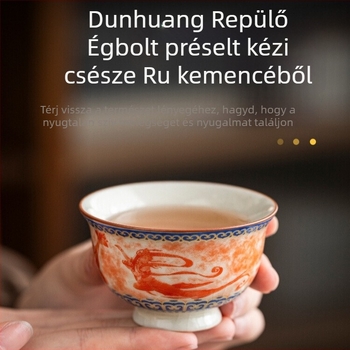 Deding Dunhuang Ru Kiln porcelán teáscsésze, nőknek, retro stílus, kis méret, otthonra vagy irodába