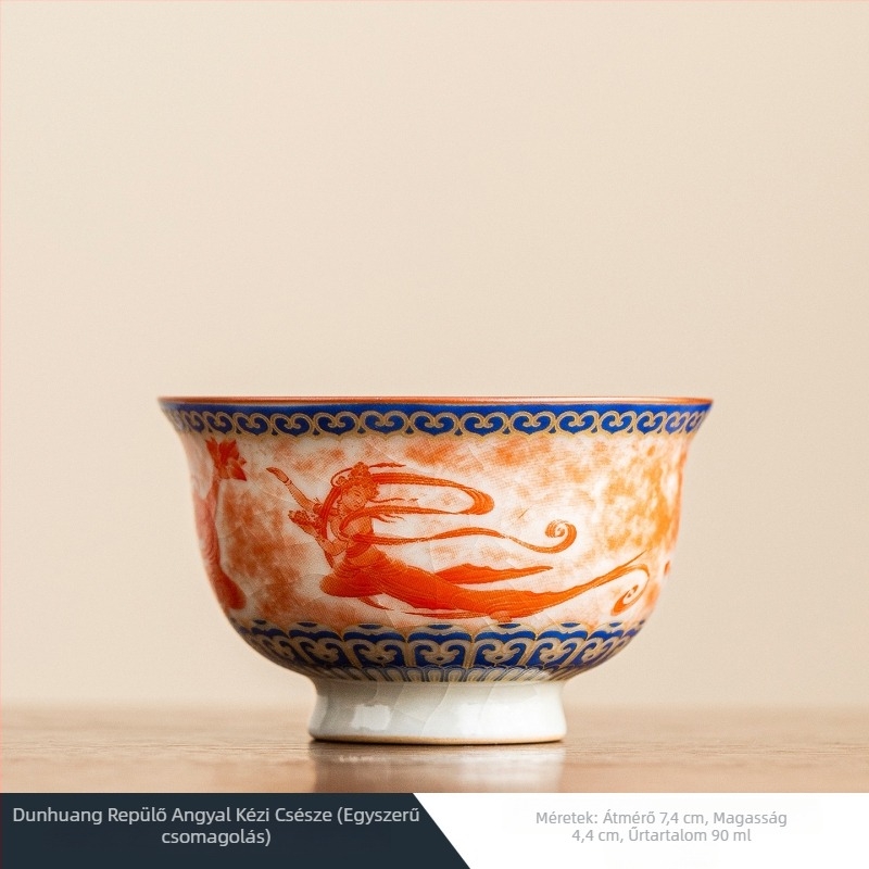Deding Dunhuang Ru Kiln porcelán teáscsésze, nőknek, retro stílus, kis méret, otthonra vagy irodába