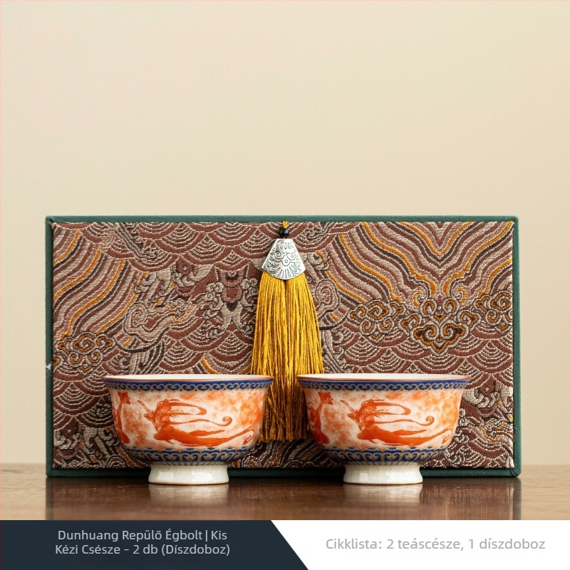 Deding Dunhuang Ru Kiln porcelán teáscsésze, nőknek, retro stílus, kis méret, otthonra vagy irodába