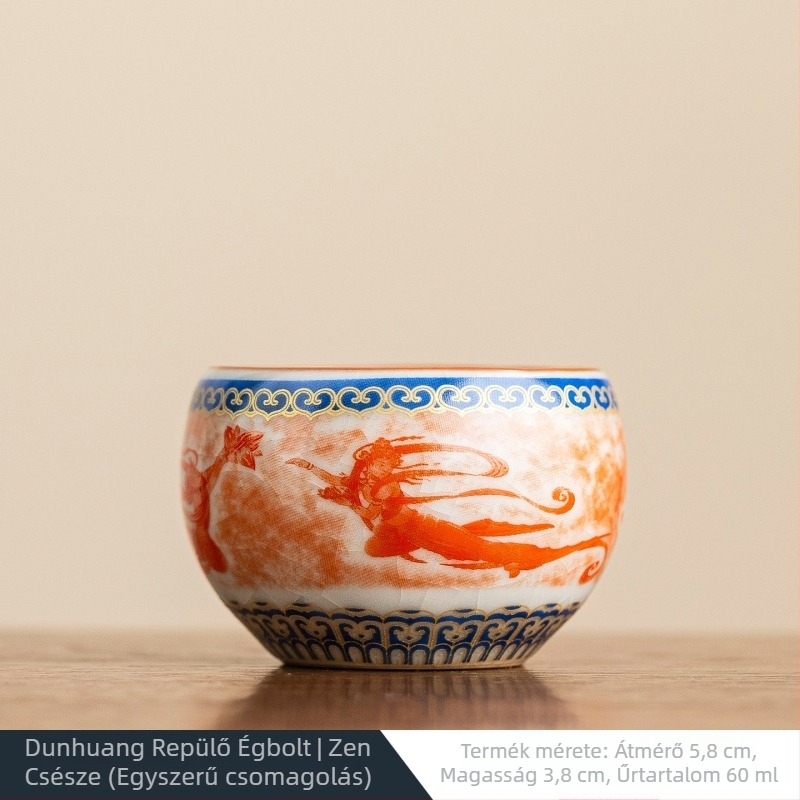Deding Dunhuang Ru Kiln porcelán teáscsésze, nőknek, retro stílus, kis méret, otthonra vagy irodába