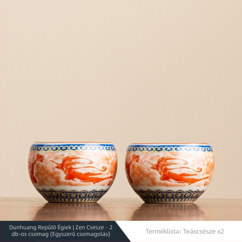 Deding Dunhuang Ru Kiln porcelán teáscsésze, nőknek, retro stílus, kis méret, otthonra vagy irodába