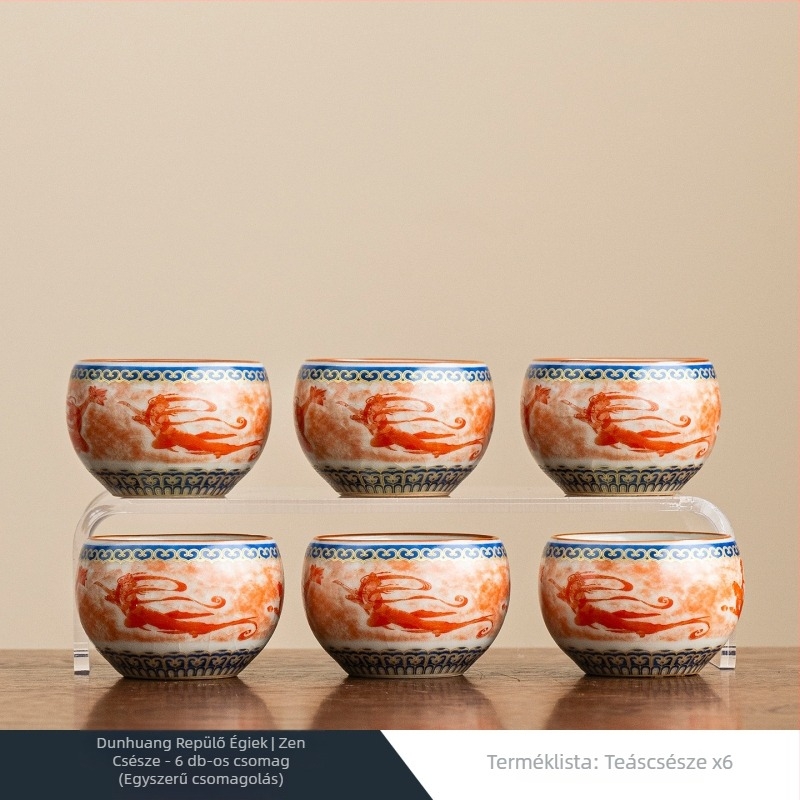 Deding Dunhuang Ru Kiln porcelán teáscsésze, nőknek, retro stílus, kis méret, otthonra vagy irodába