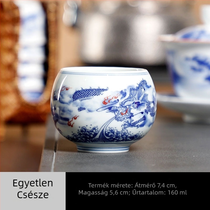 Read Rui kék-fehér táj motívumú teáscsésze, prémium nagy kapacitású porcelán Pu'er teához
