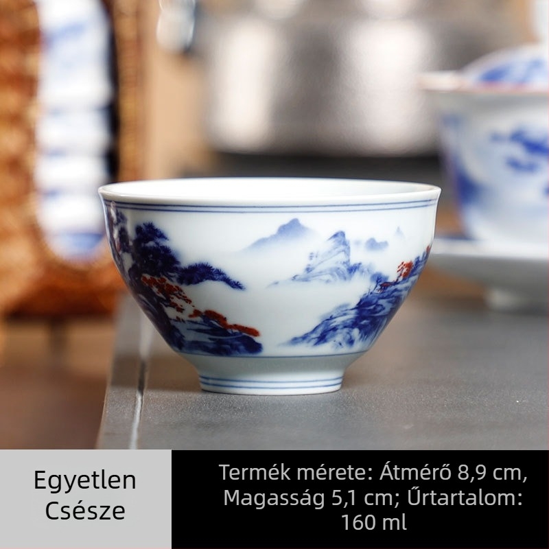 Read Rui kék-fehér táj motívumú teáscsésze, prémium nagy kapacitású porcelán Pu'er teához