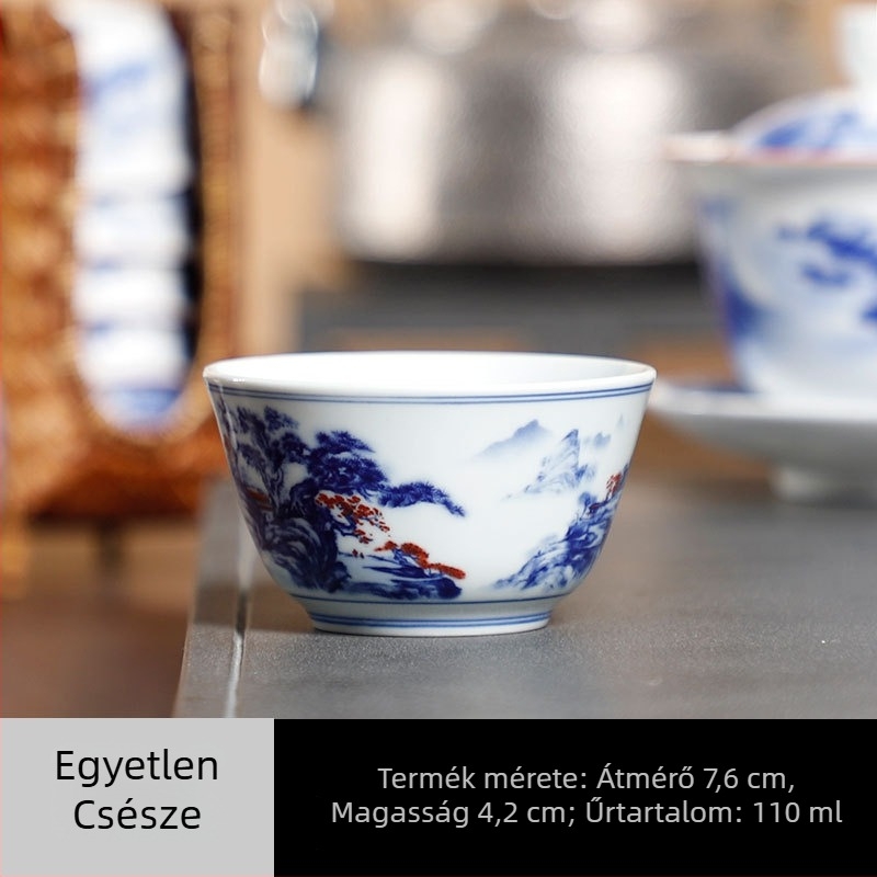 Read Rui kék-fehér táj motívumú teáscsésze, prémium nagy kapacitású porcelán Pu'er teához