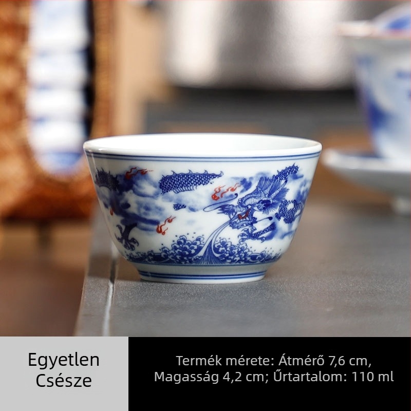 Read Rui kék-fehér táj motívumú teáscsésze, prémium nagy kapacitású porcelán Pu'er teához