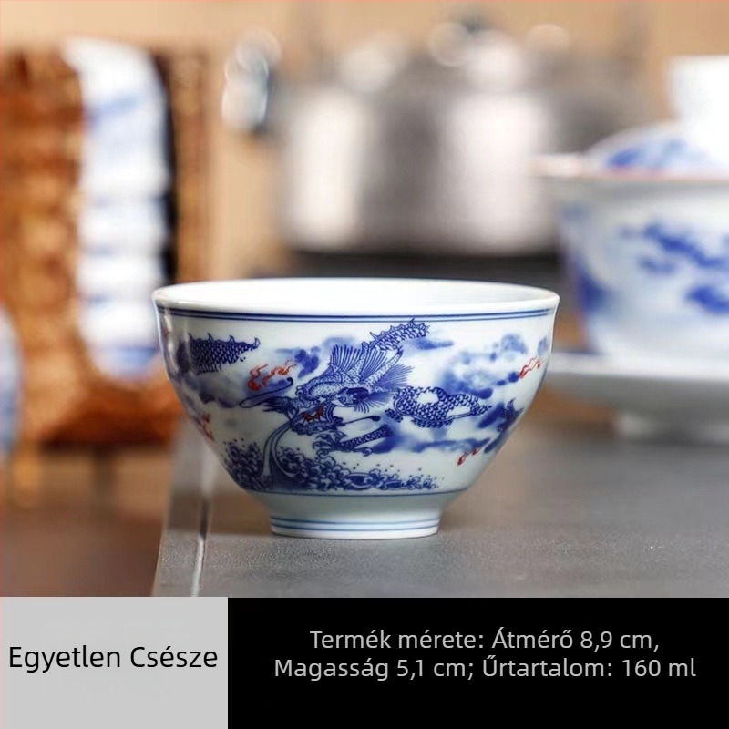 Read Rui kék-fehér táj motívumú teáscsésze, prémium nagy kapacitású porcelán Pu'er teához