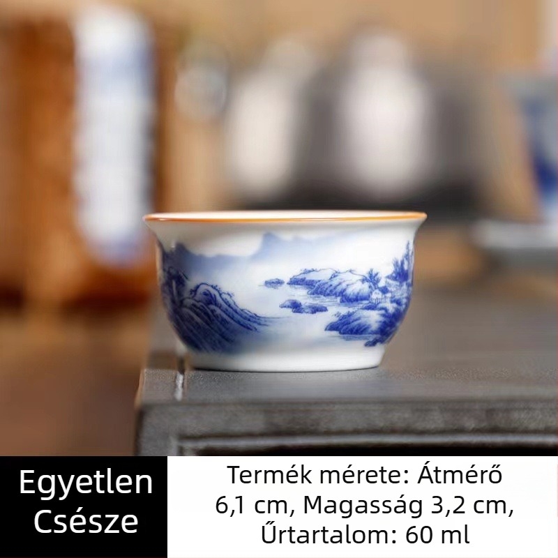 Read Rui kék-fehér táj motívumú teáscsésze, prémium nagy kapacitású porcelán Pu'er teához