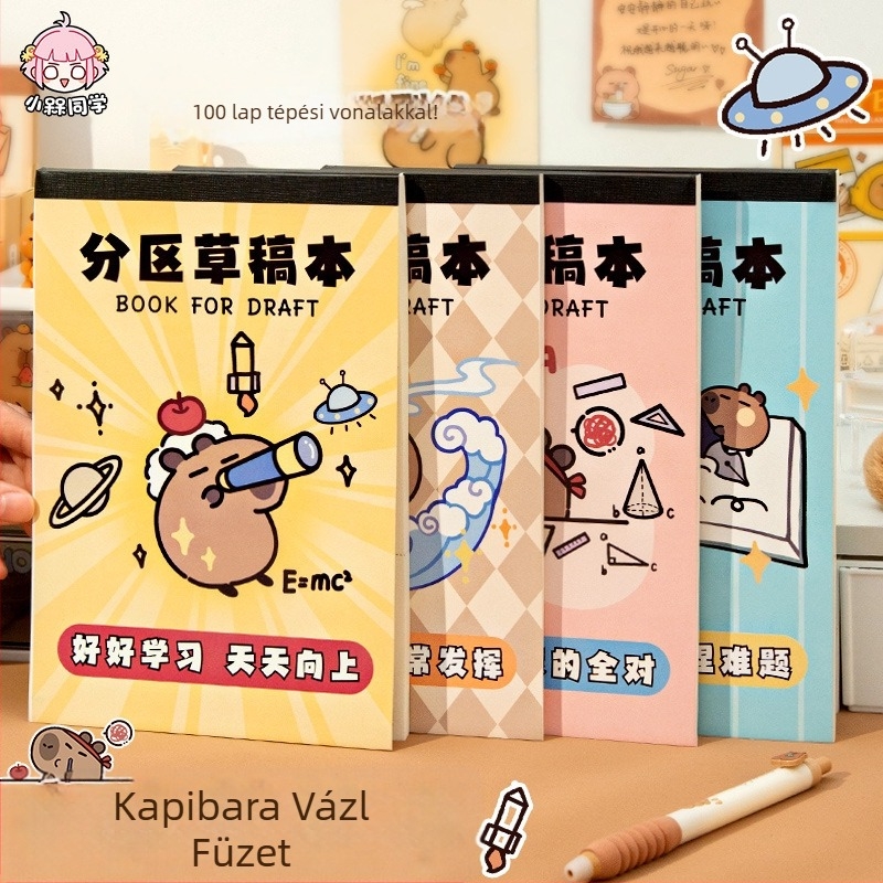 Kapibala District B5-ös méretű szakítható üres vázlatlap általános iskola diákoknak, matematikai számítások, 3. osztály