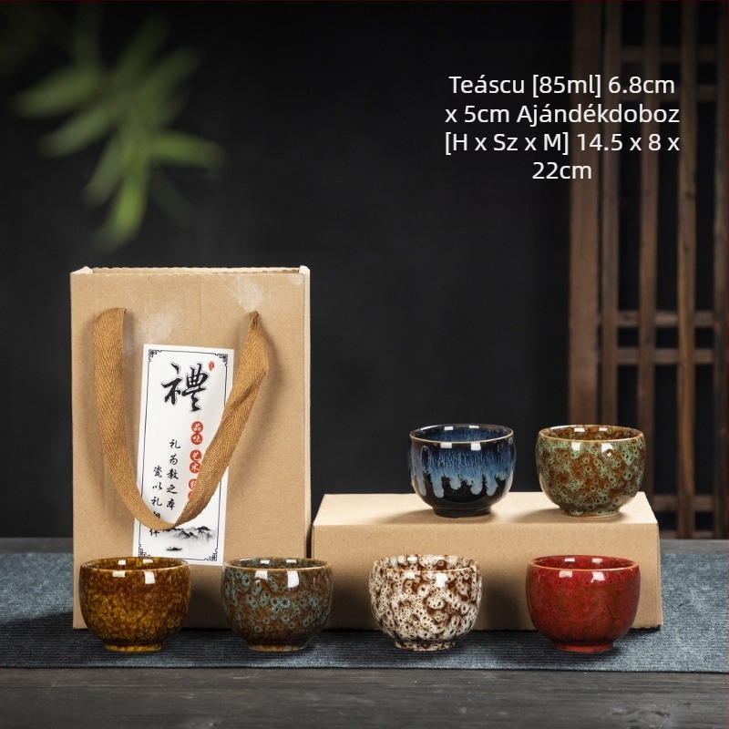Jian Zhan kerámia teáscsésze, mesterszintű kemencés variációval, teáskészlet