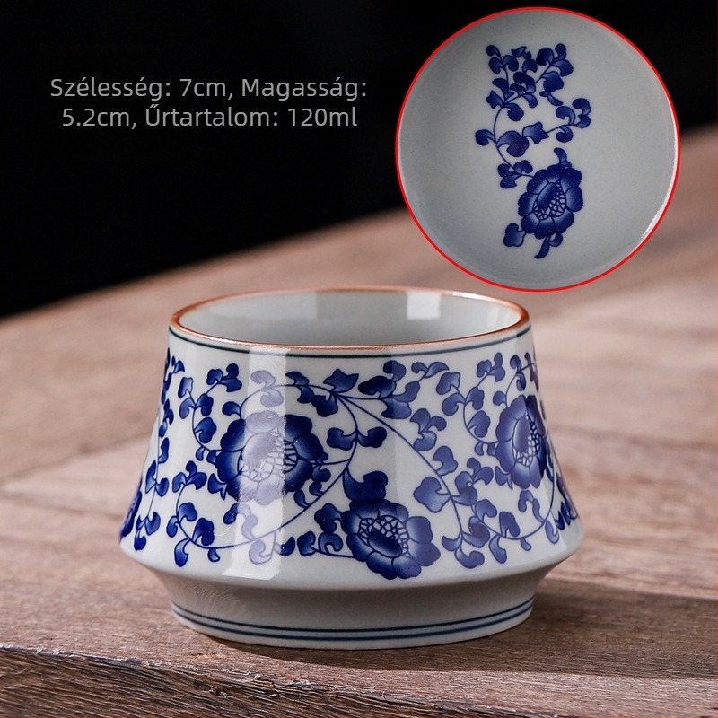 Dehua ősi agyagból készült kék-fehér teáscsésze Gongfu teaceremóniához, Jian Zhan stílus, egy darab