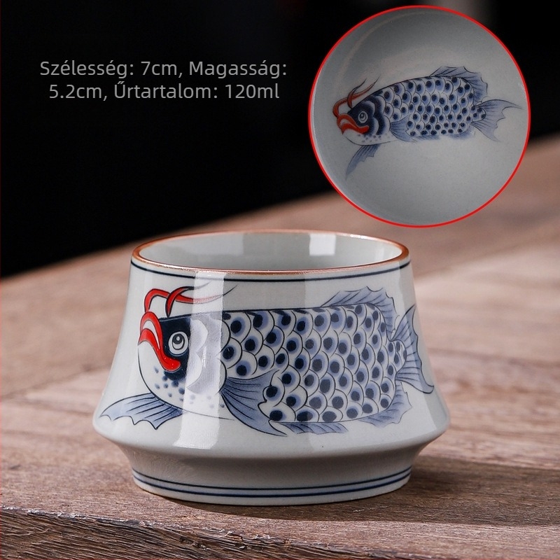 Dehua ősi agyagból készült kék-fehér teáscsésze Gongfu teaceremóniához, Jian Zhan stílus, egy darab