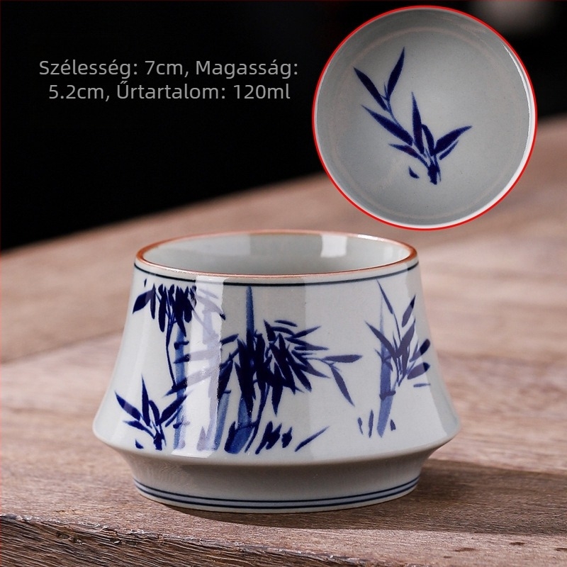 Dehua ősi agyagból készült kék-fehér teáscsésze Gongfu teaceremóniához, Jian Zhan stílus, egy darab