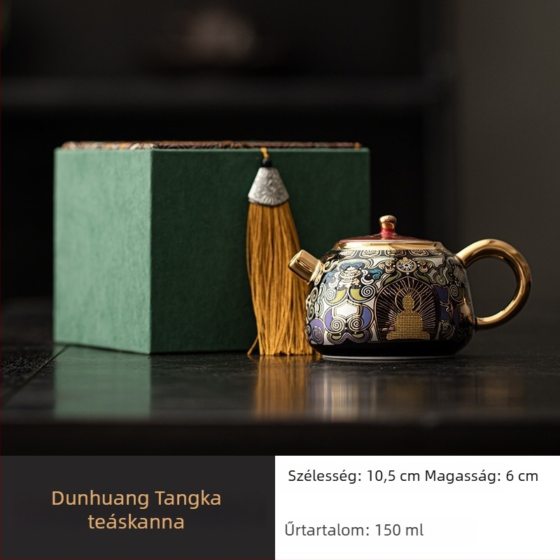 Dunhuang kulturális és kreatív teáskészlet arany- és ezüst intarakkal, otthoni használatra, ajándék pedagógusoknak és időseknek, teáscsésze és házigazda csésze.