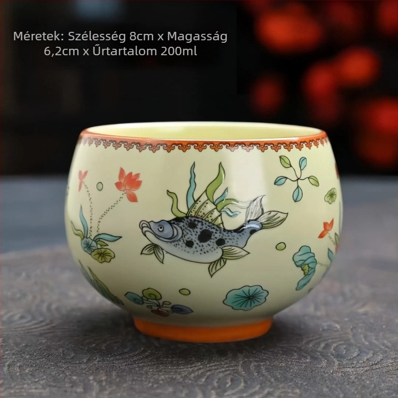 Vintage Ru Kiln kerámia teáscsésze, kínai stílus, nagy méretű kézzel tartható teáscsésze, kóstoló teáscsésze, teáskészlet