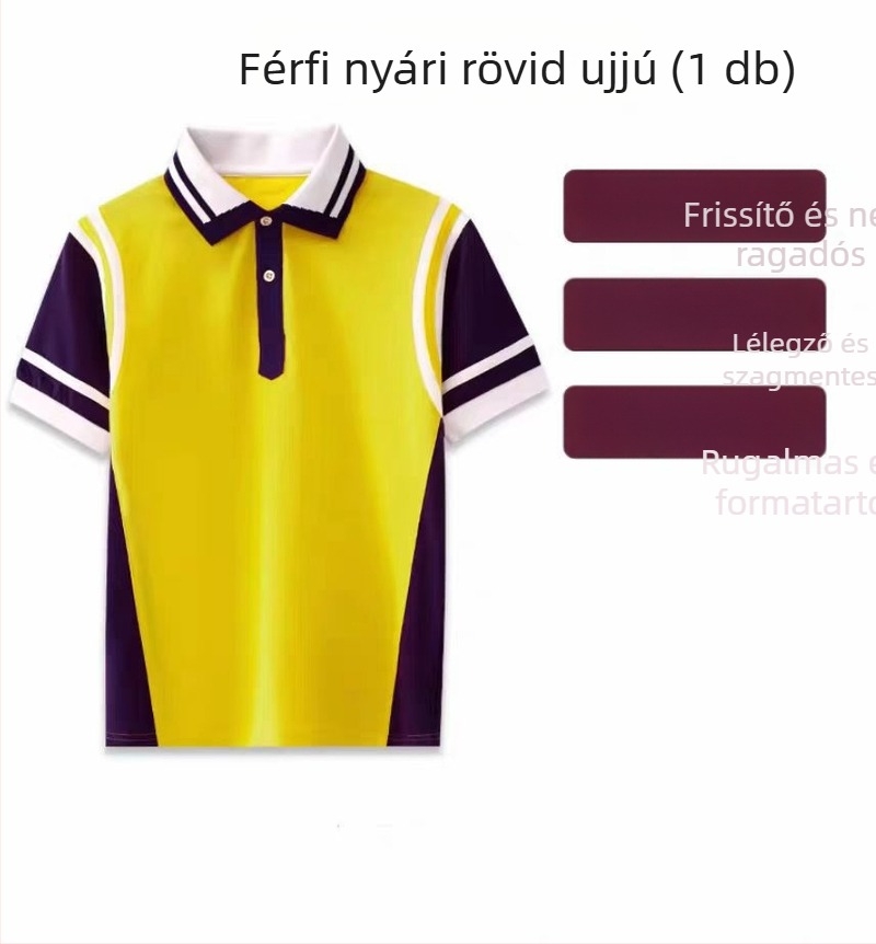 Vékony pamutból készült iskolai uniformis szett, őszre, két rész: rövid ujjú felső és hosszú nadrág, uniszex