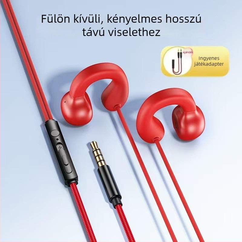 2,3 m klipsz-fülhallgató, vezetékes, fülhorgos kialakítás, dinamikus meghajtó, kényelmes hosszú viseléshez, kábel 2,3 m / 1,2 m, mobiltelefonhoz, asztali számítógéphez, laptophoz és játékhoz