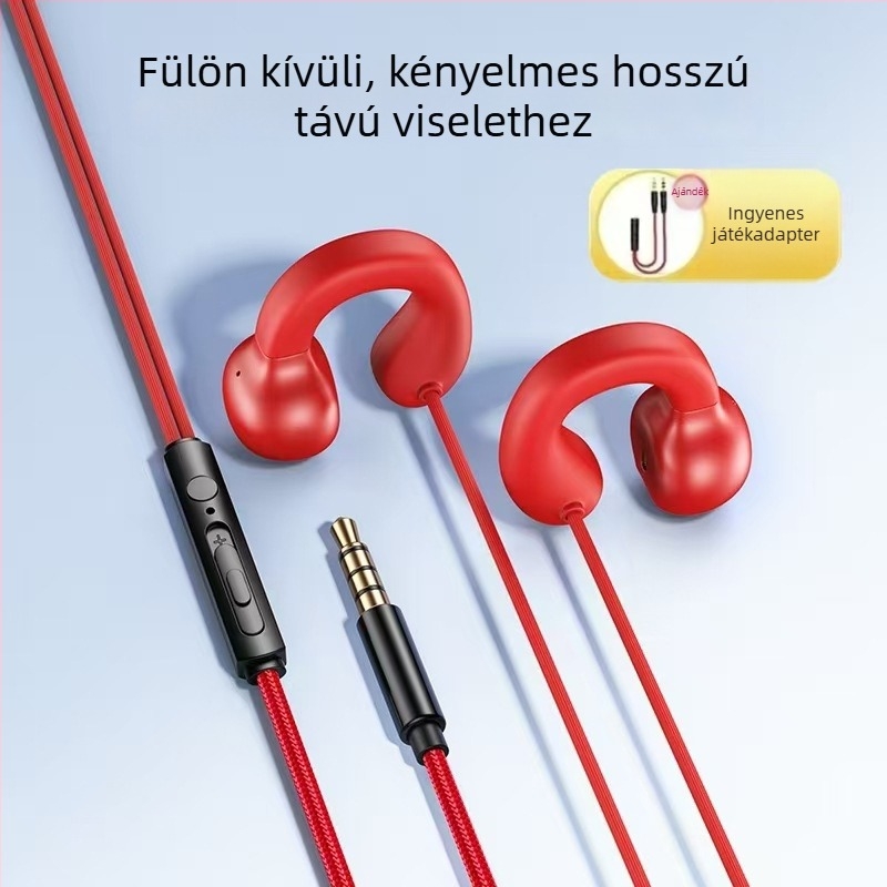 2,3 m klipsz-fülhallgató, vezetékes, fülhorgos kialakítás, dinamikus meghajtó, kényelmes hosszú viseléshez, kábel 2,3 m / 1,2 m, mobiltelefonhoz, asztali számítógéphez, laptophoz és játékhoz