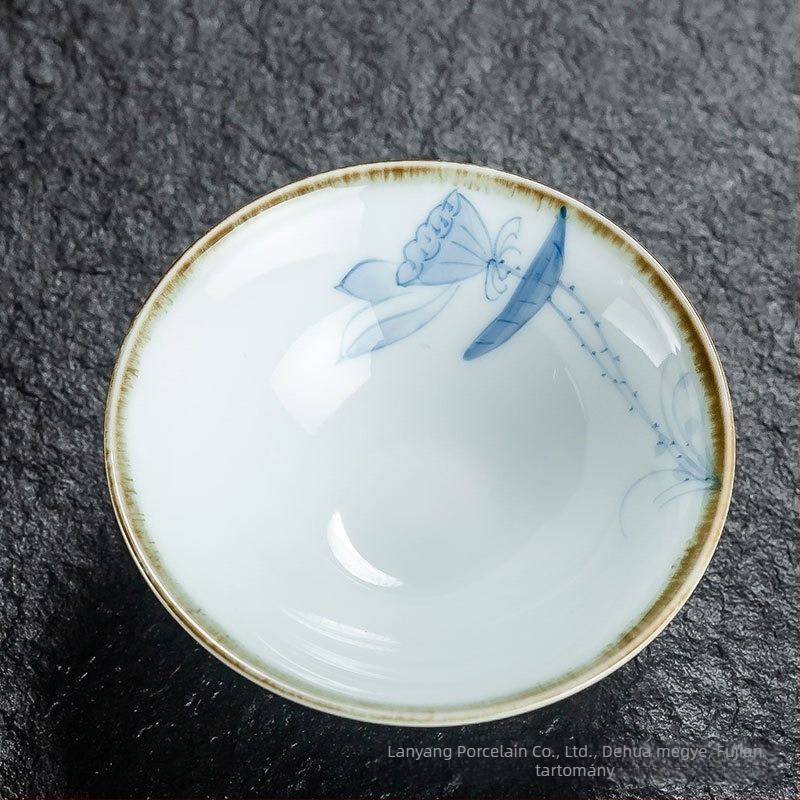 Kézzel festett Gongfu teáscsésze, kék‑fehér porcelán kerámia, kis ízlelő csésze