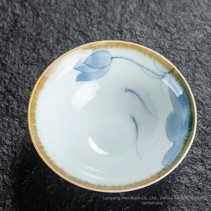 Kézzel festett Gongfu teáscsésze, kék‑fehér porcelán kerámia, kis ízlelő csésze