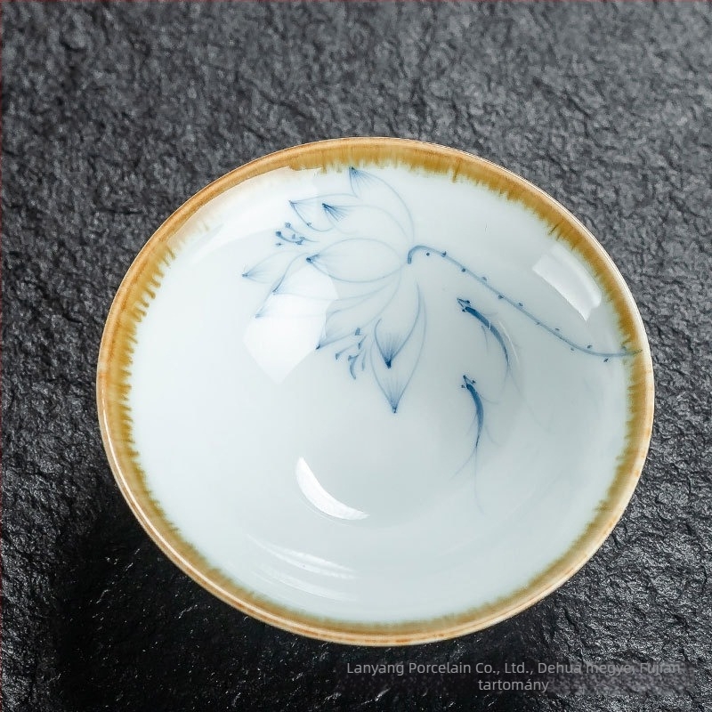 Kézzel festett Gongfu teáscsésze, kék‑fehér porcelán kerámia, kis ízlelő csésze