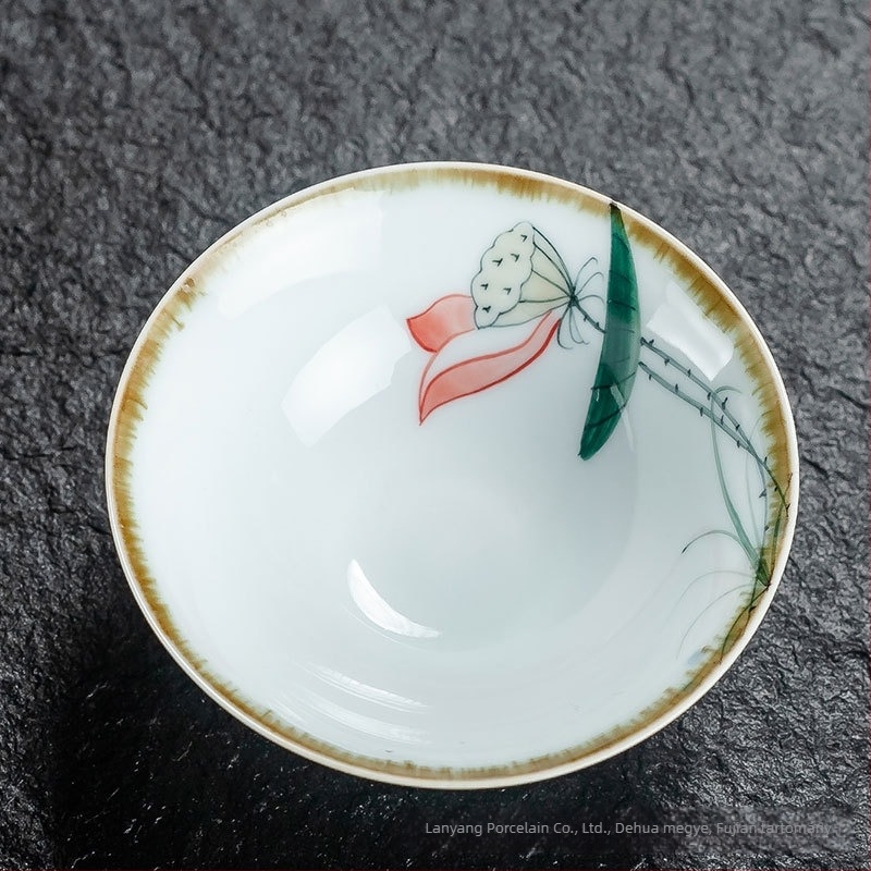 Kézzel festett Gongfu teáscsésze, kék‑fehér porcelán kerámia, kis ízlelő csésze