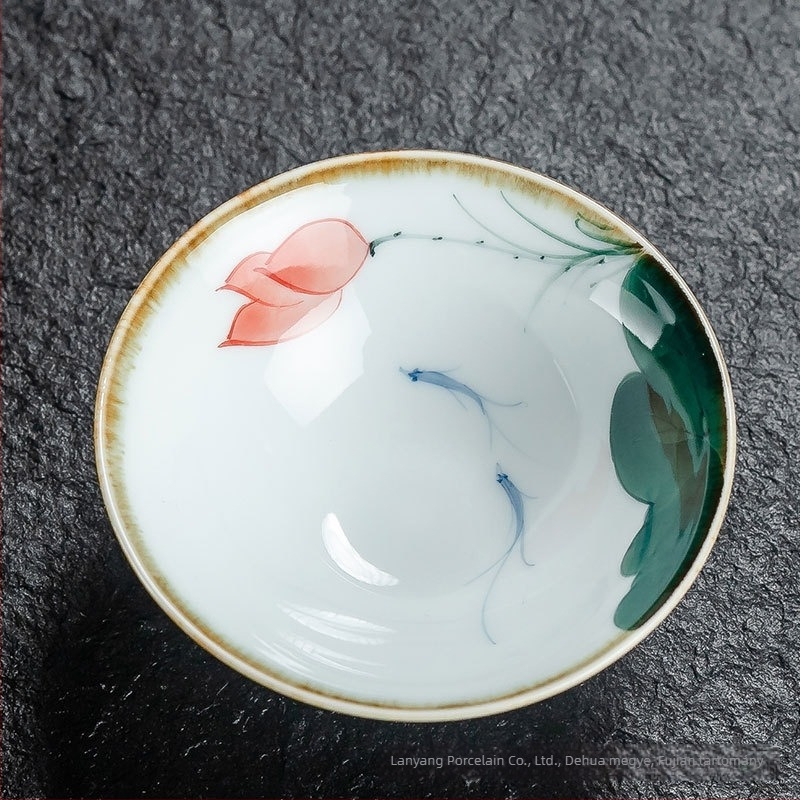 Kézzel festett Gongfu teáscsésze, kék‑fehér porcelán kerámia, kis ízlelő csésze