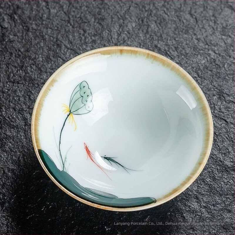 Kézzel festett Gongfu teáscsésze, kék‑fehér porcelán kerámia, kis ízlelő csésze