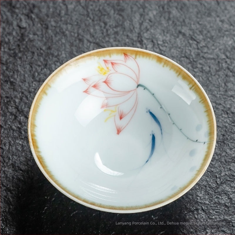 Kézzel festett Gongfu teáscsésze, kék‑fehér porcelán kerámia, kis ízlelő csésze