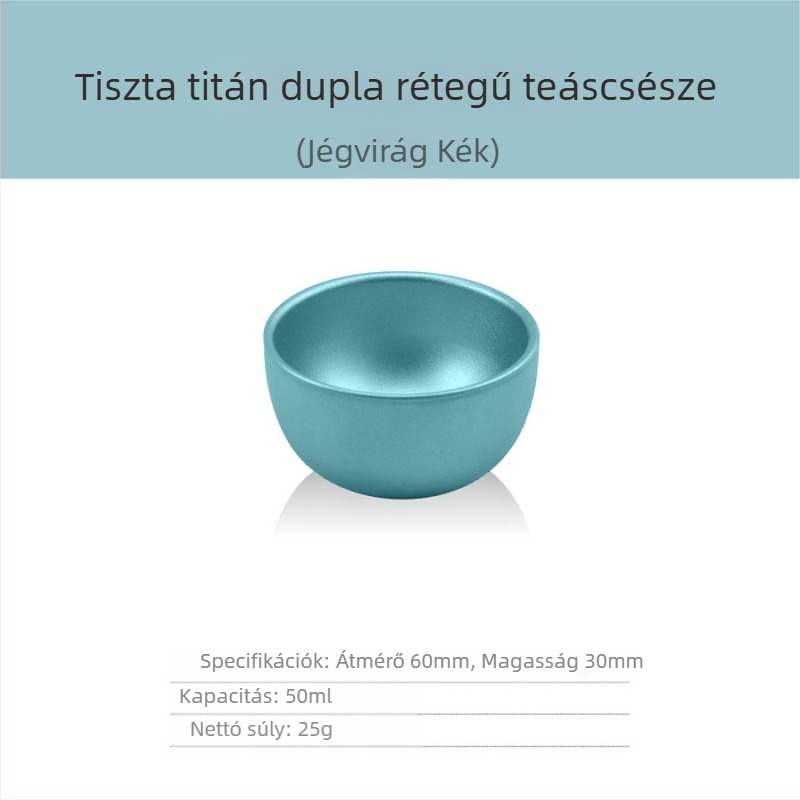 Tiszta titánból készült háromrészes gaiwan teáskészlet dupla falú szigetelt teás pohárral, 130 ml, ajándékdobozt tartalmaz