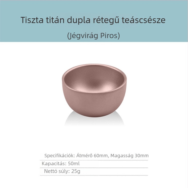 Tiszta titánból készült háromrészes gaiwan teáskészlet dupla falú szigetelt teás pohárral, 130 ml, ajándékdobozt tartalmaz