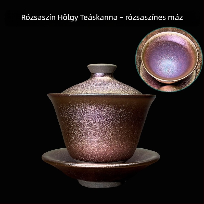 Kézzel készített kék mázas teás tál kapukkal, rózsaszín szépség, pohár tálaláshoz és pohár vendég számára
