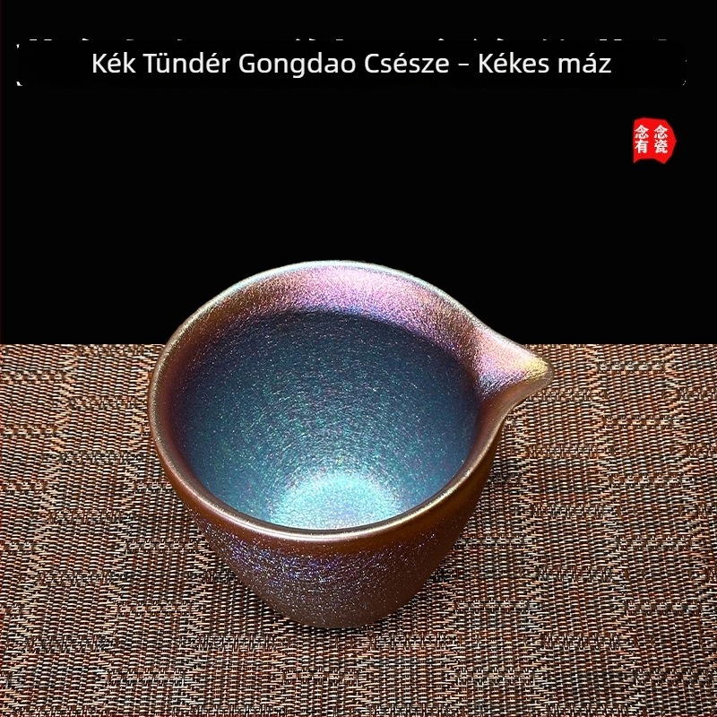 Kézzel készített kék mázas teás tál kapukkal, rózsaszín szépség, pohár tálaláshoz és pohár vendég számára