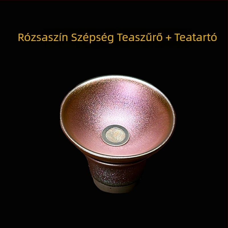 Kézzel készített kék mázas teás tál kapukkal, rózsaszín szépség, pohár tálaláshoz és pohár vendég számára
