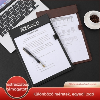 Bőr A4-es dokumentum mappa írófelülettel és aláírási táblával megbeszélésekhez, logóval
