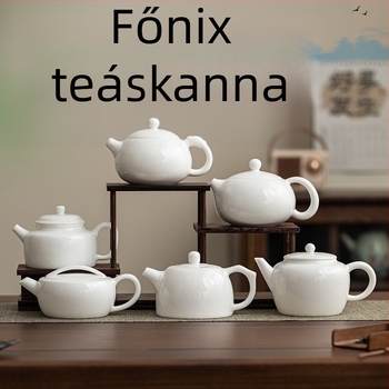 Dehua fehér porcelán teáskanna, kézzel készített kung-fu stílusú teáskészlet, Főnix motívum, kerámia otthoni használatra, logó testreszabás elérhető